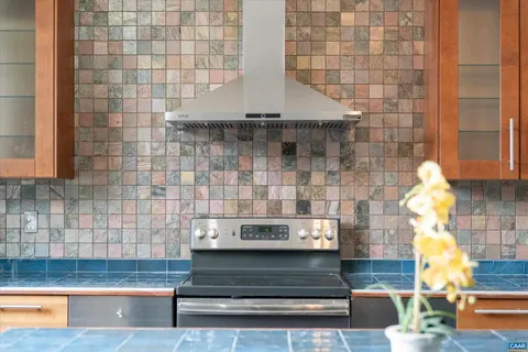 a stove top oven sitting inside of a kitchen