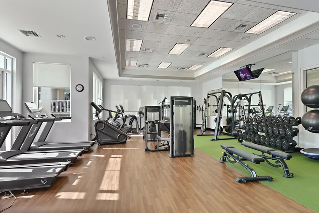 a view of a room with gym equipment