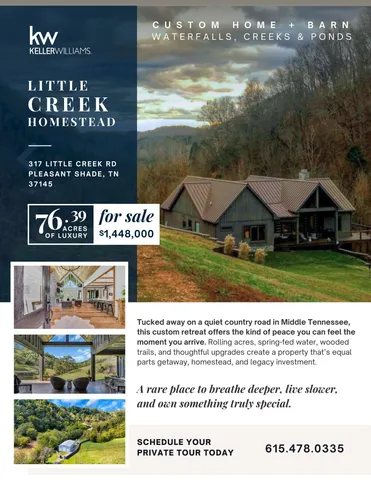 $1,448,000 | 317 Little Creek Road, Pleasant Shade, TN 37145