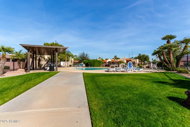 a view of a park with many trees