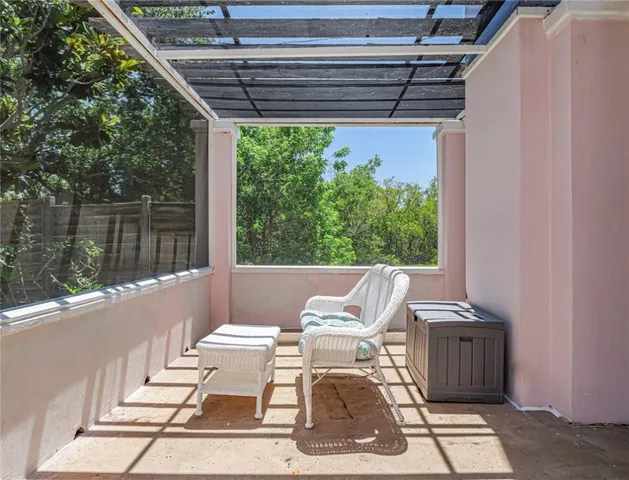 a outdoor view with a sitting space