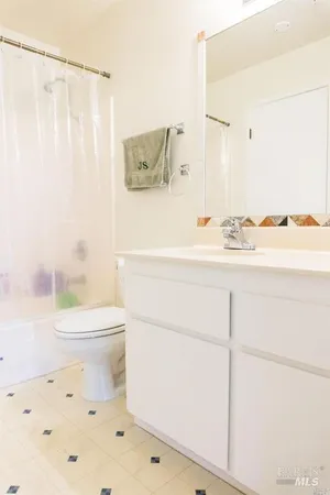 a bathroom with a sink a toilet and a shower