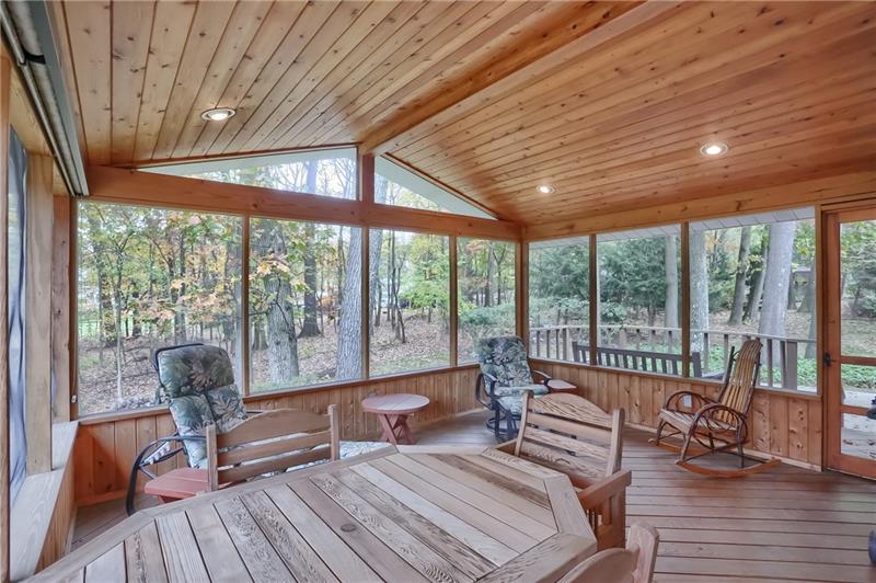 9384 Hilliard Road Pittsburgh, PA 15237 - Photo 21 of 25 Awesome screened porch (~14*16)with vaulted ceilings, deck that lead to rear patio.