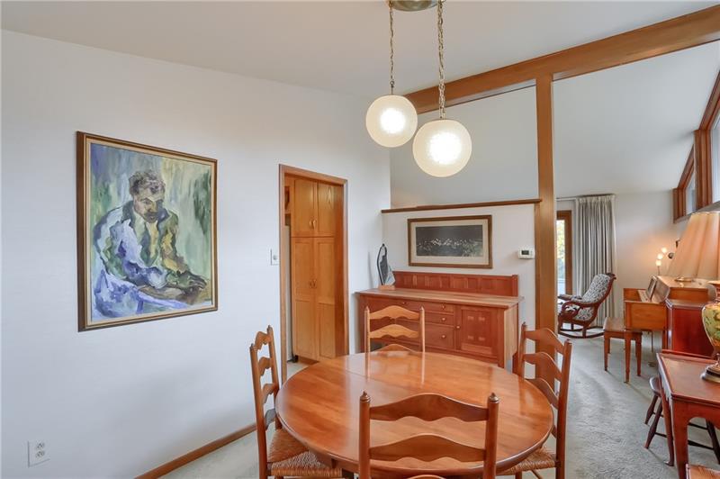 9384 Hilliard Road Pittsburgh, PA 15237 - Photo 6 of 25 Retro-chic chandelier and vaulted ceilings in the dining room.