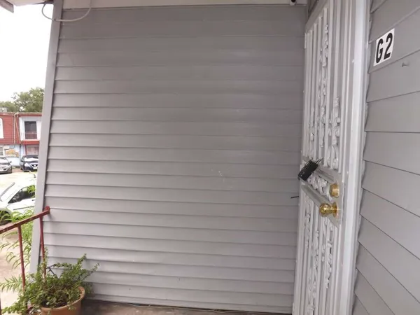 a close up of a wooden door