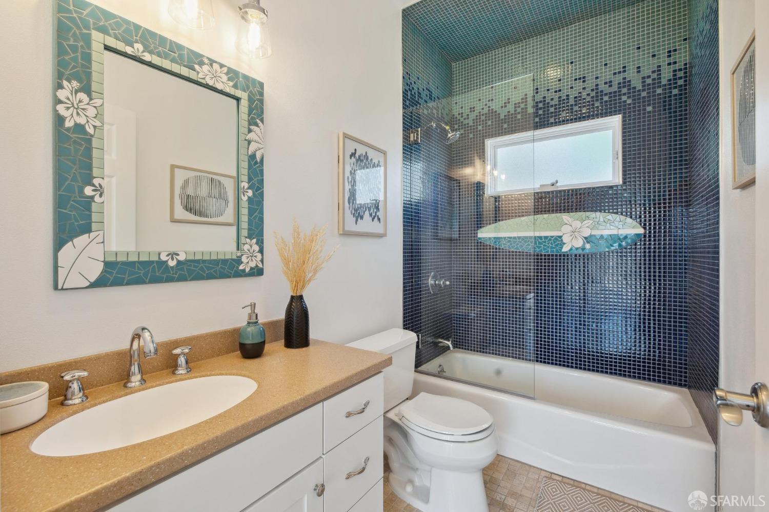 312 Kent Road Pacifica, CA 94044 - Photo 37 of 70 a bathroom with a sink a toilet and shower