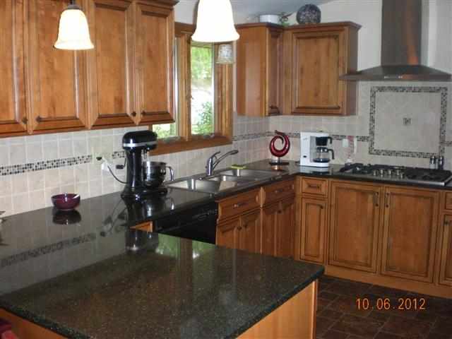 201 West Division Road Shannon, IL 61078 - Photo 3 of 12 a kitchen with granite countertop a sink a stove and cabinets