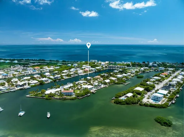 an aerial view of a house with a yard and lake view