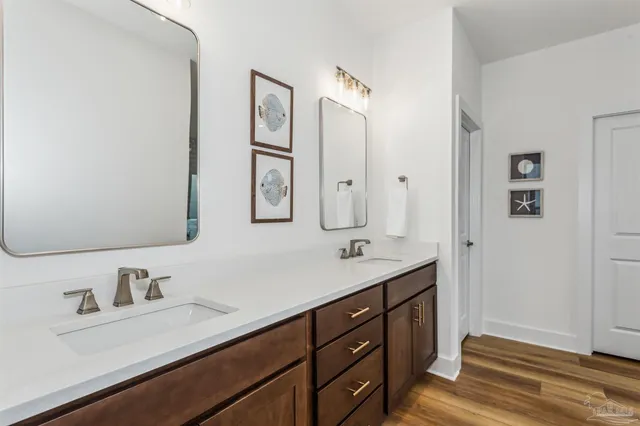 a view of a swimming pool in front of a building