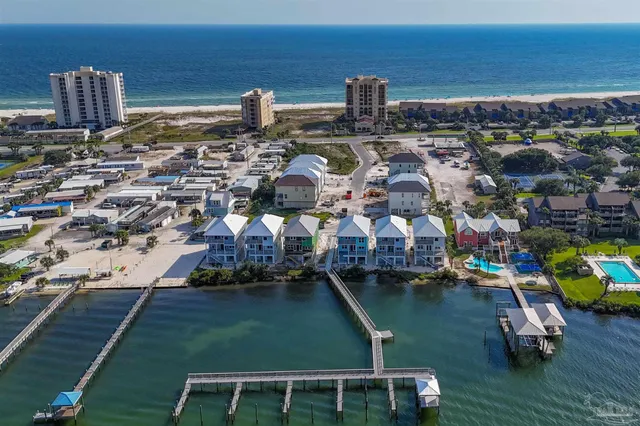 a view of a lake with a city
