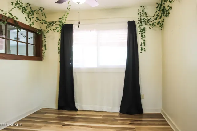 a view of a hallway to a house