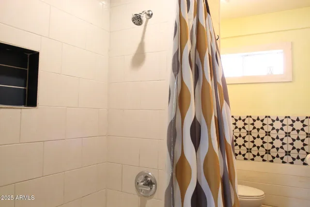 a bathroom with a shower toilet and a sink