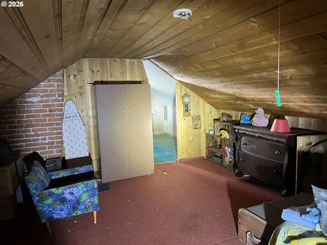a view of a storage room with furniture