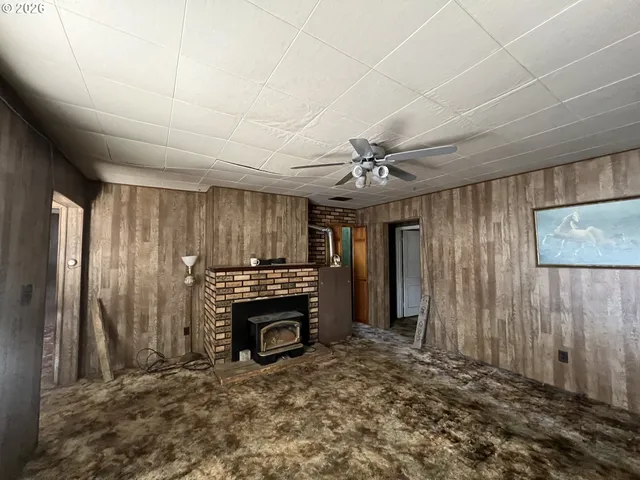 a living room with a fireplace