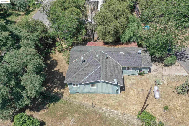 an aerial view of a house