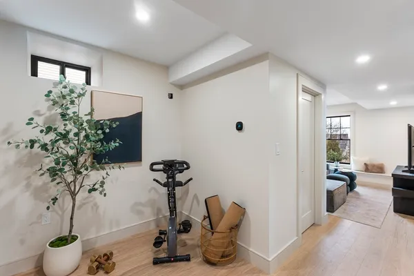 a view of a room with gym equipment