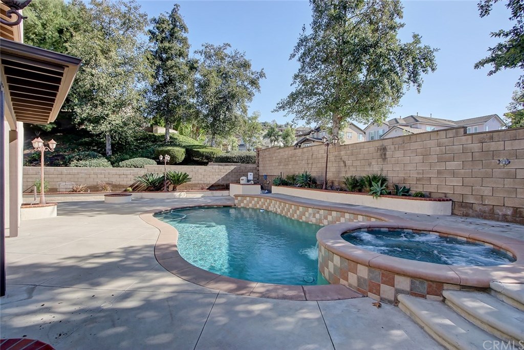2911 Hawk Pointe Drive Fullerton, CA 92833 - Photo 43 of 55 Exterior Pool and Spa Yard Area with Block Wall Yard Enclosure.