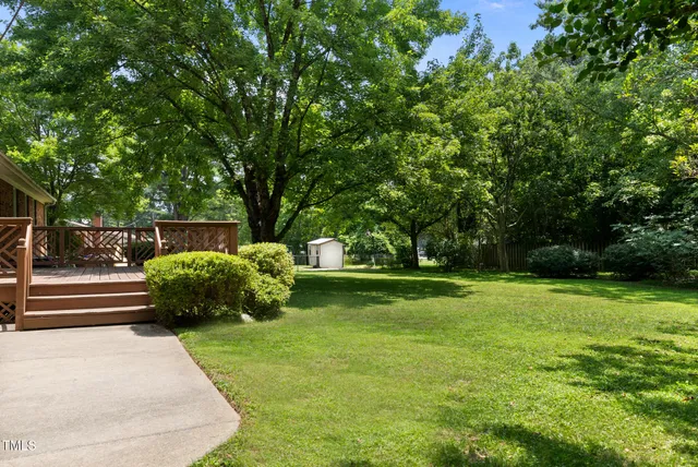 a view of a garden with a slide