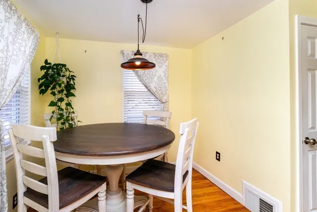 a table and chairs in a room