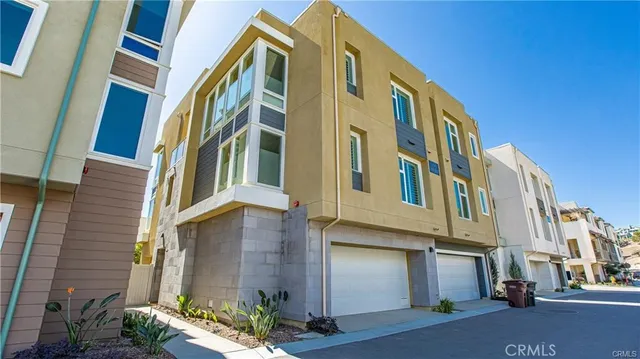 a front view of a multi story building