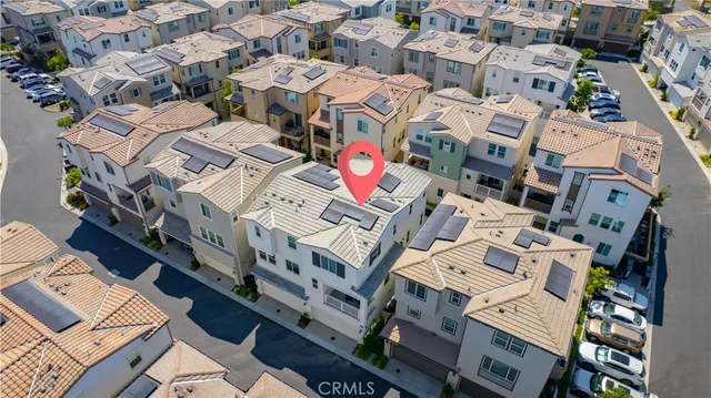 aerial view of a building with many windows