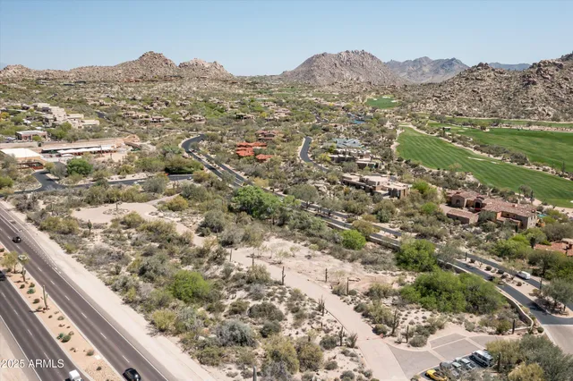 a view of a city with mountain