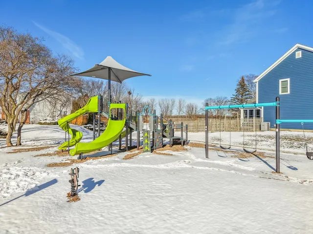 a view of a park with slide