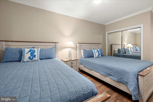 a view of a balcony with wooden floor