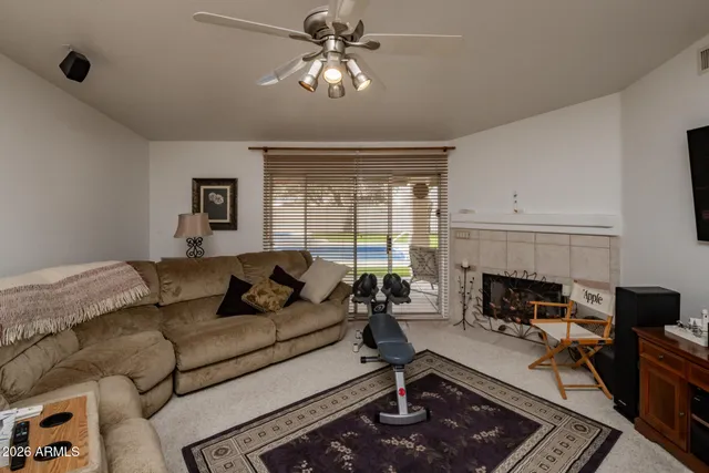 a living room with furniture