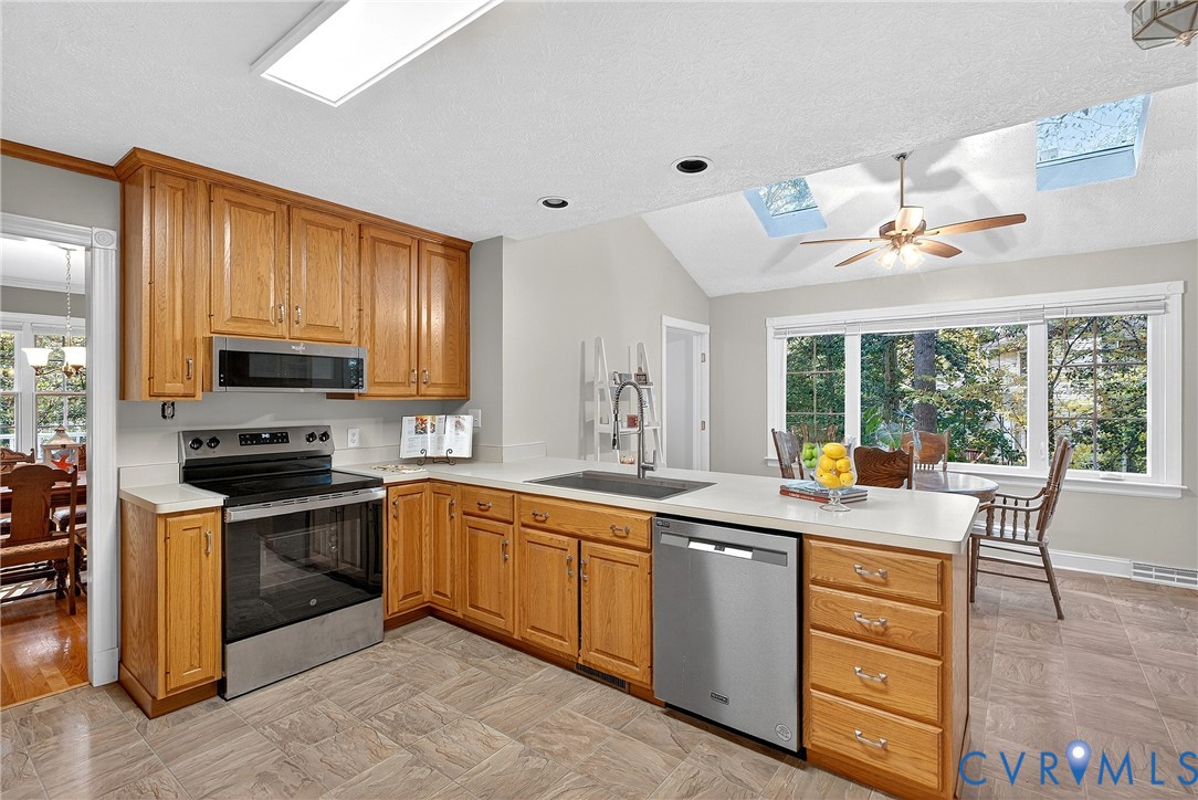 There is plenty of storage and counter space in th