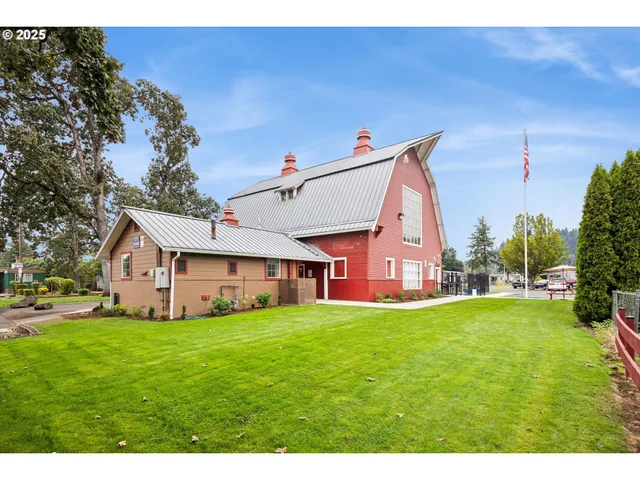 a view of a swimming pool with an outdoor seating