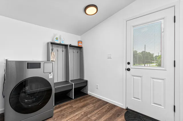 a utility room with dryer and washer