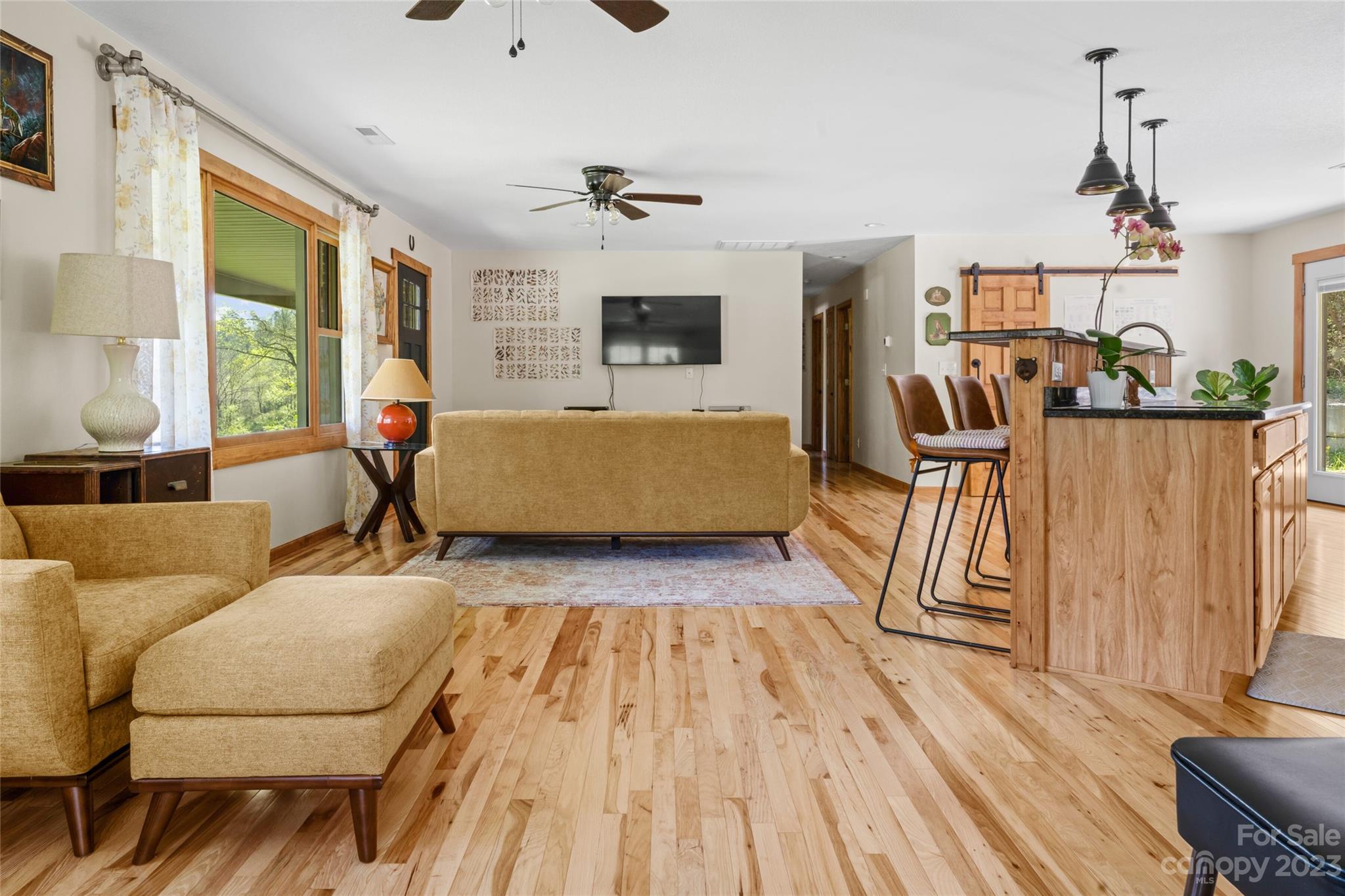 241 Sandy Mush Road Marshall, NC 28753 - Photo 9 of 46 a living room with furniture and a wooden floor