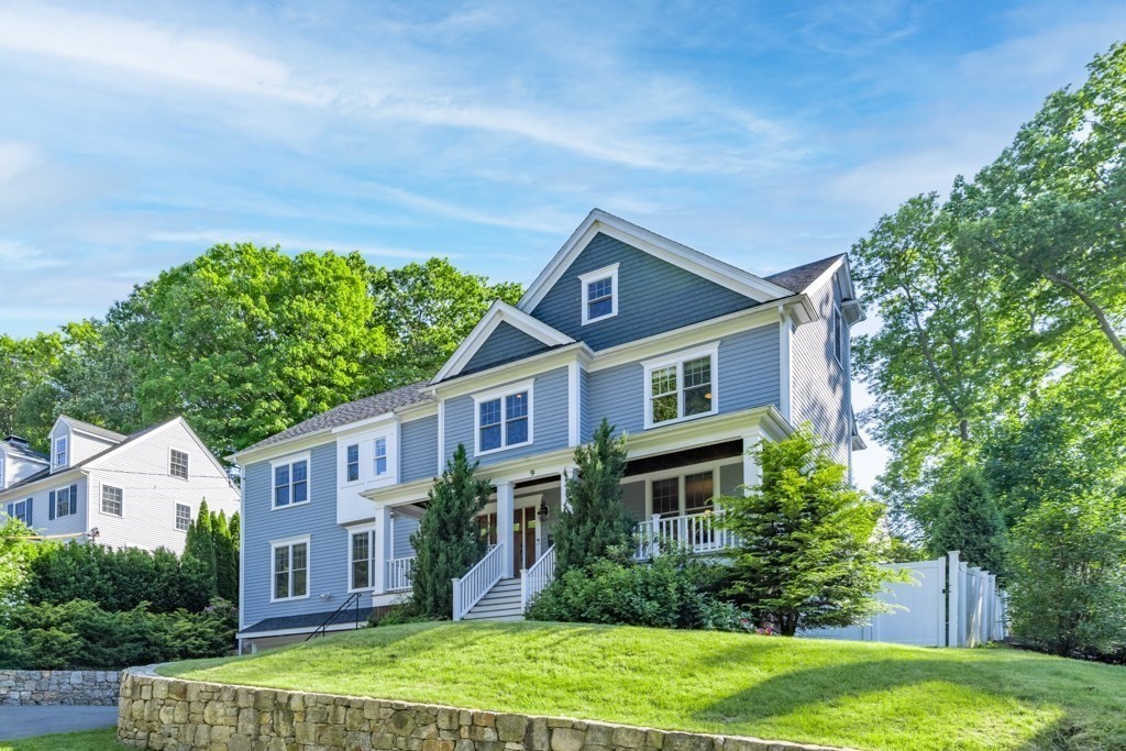 9 Morningside Road Needham, MA 02492 - Photo 3 of 42 a front view of a house with a yard