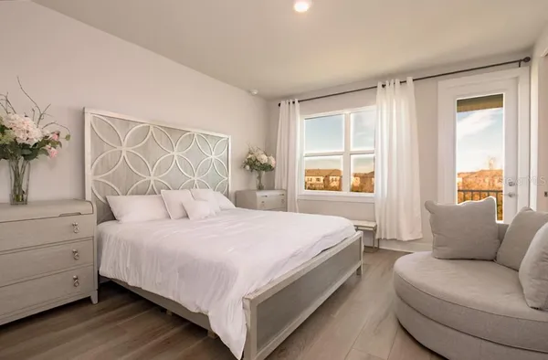 a view of a lake with houses