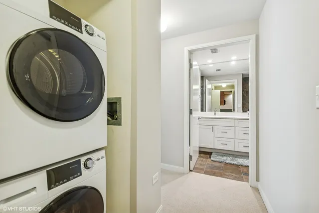 a work room with windows