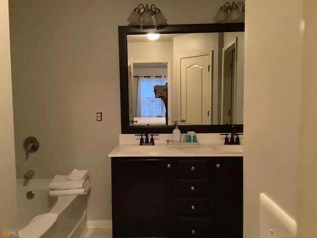 a bathroom with a bathtub