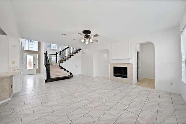 a view of a livingroom with a fireplace
