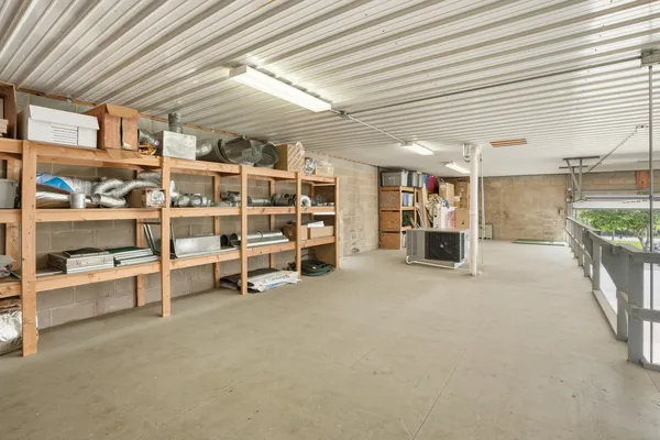 a view of a room with racks