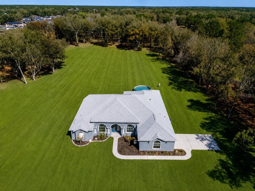 an aerial view of a house