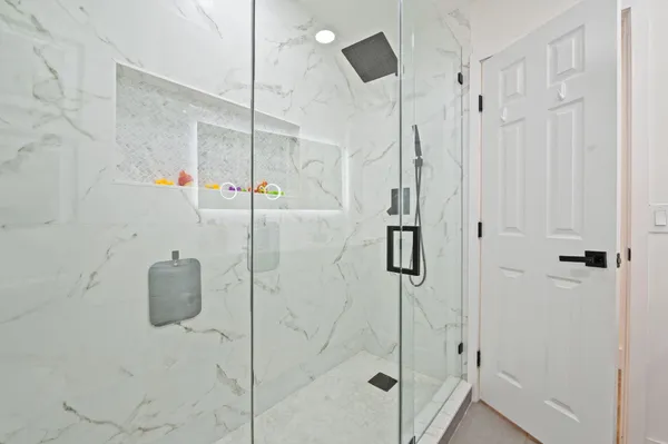 a bathroom with a shower