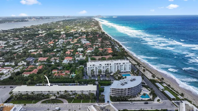 a view of an ocean with a terrace