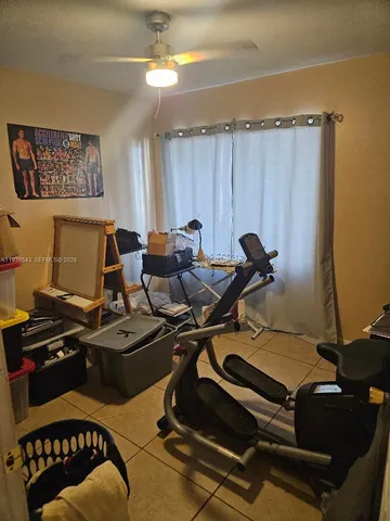 a room with gym equipment