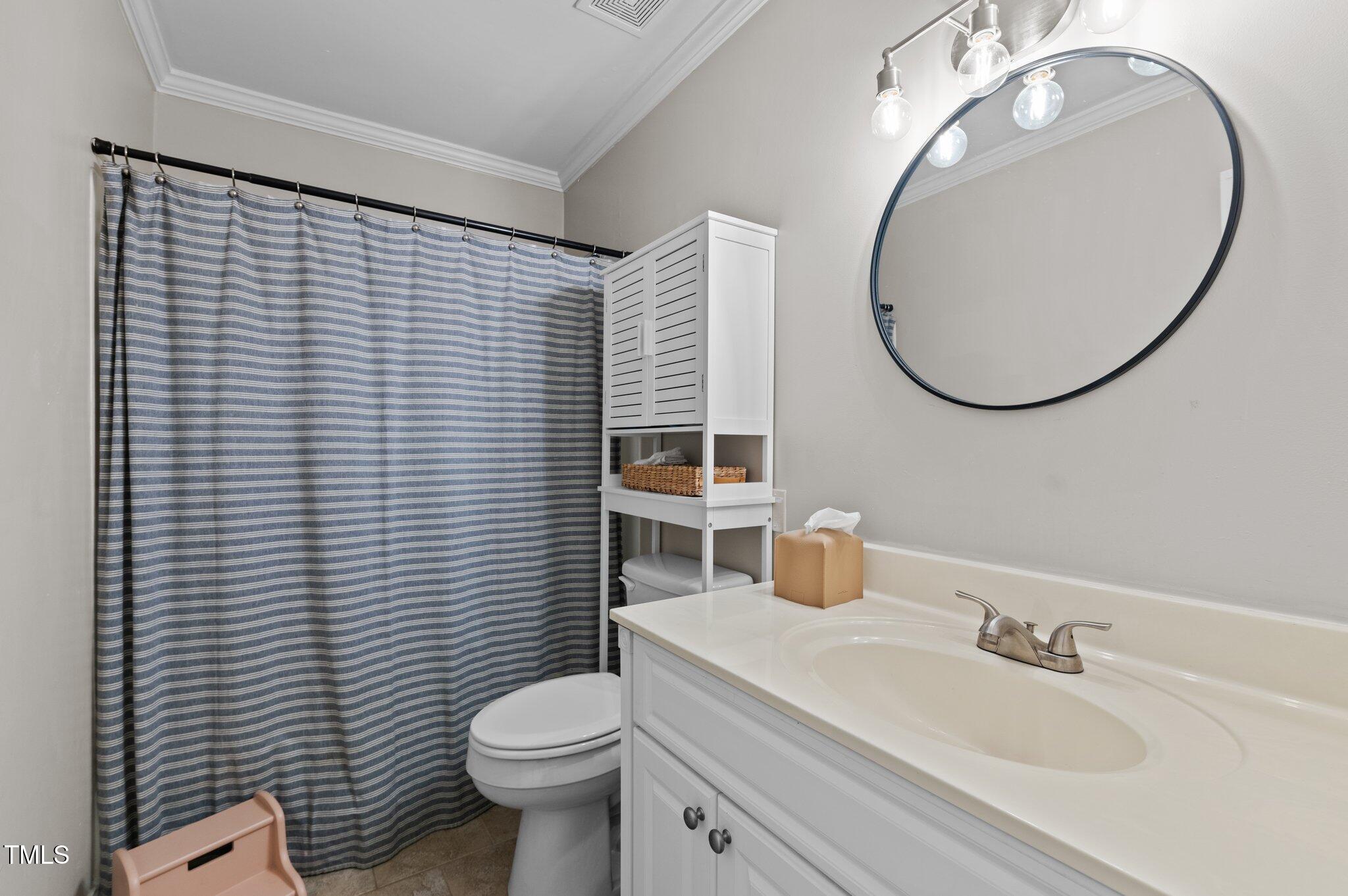 3016 Bolo Trail Raleigh, NC 27615 - Photo 13 of 28 a bathroom with a toilet a sink and mirror