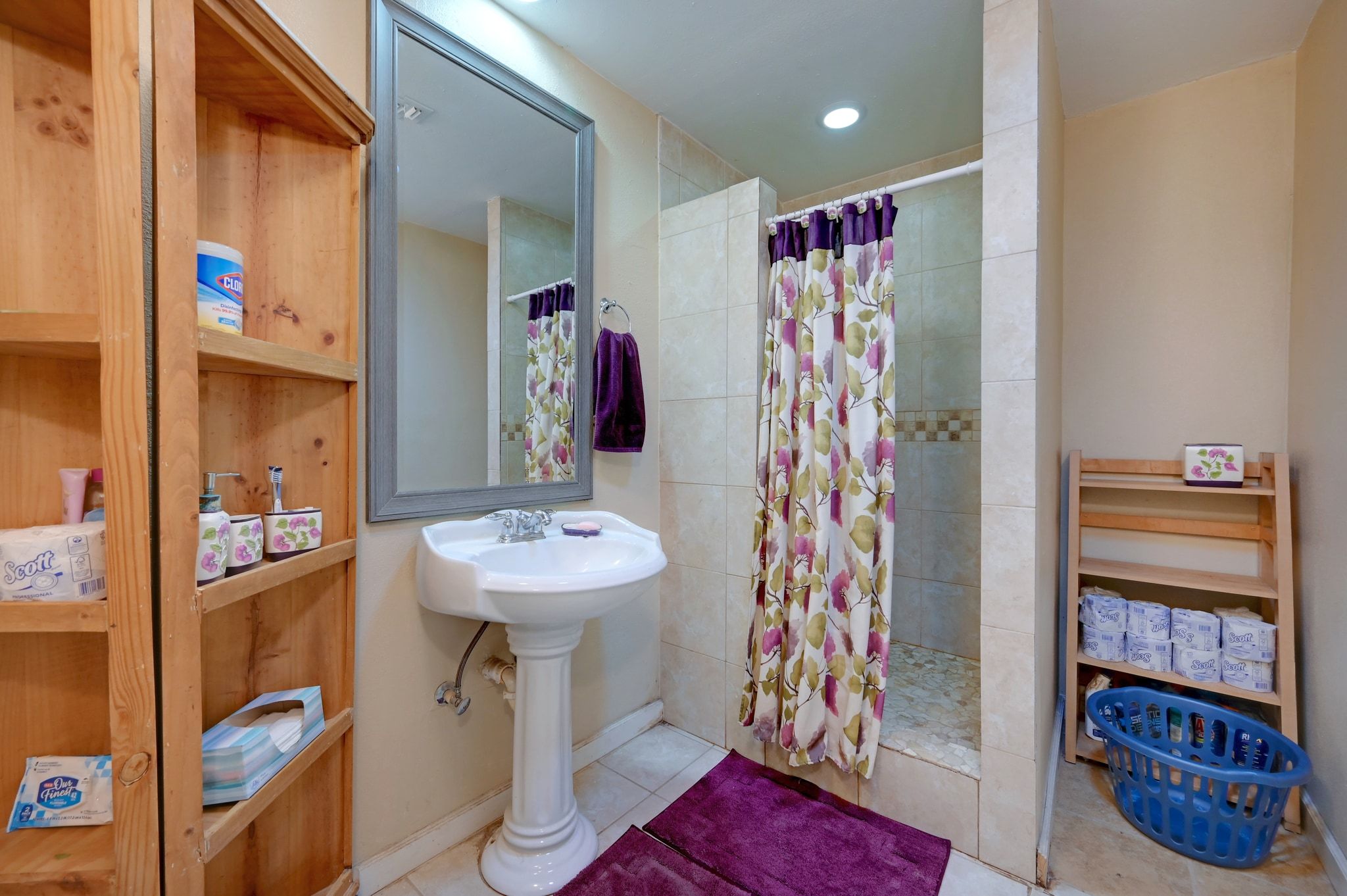 4598 Highway 173 Devine, TX 78016 - Photo 13 of 40 Full bath featuring a shower stall, tile patterned floors, and recessed lighting