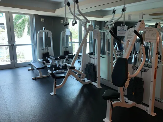 a view of a room with gym equipment