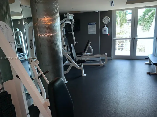 a view of a room with gym equipment