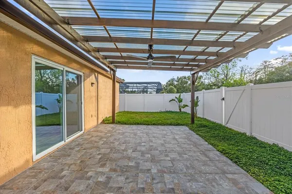 a view of a backyard with plants