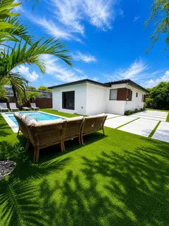 a view of a house with a backyard and a patio