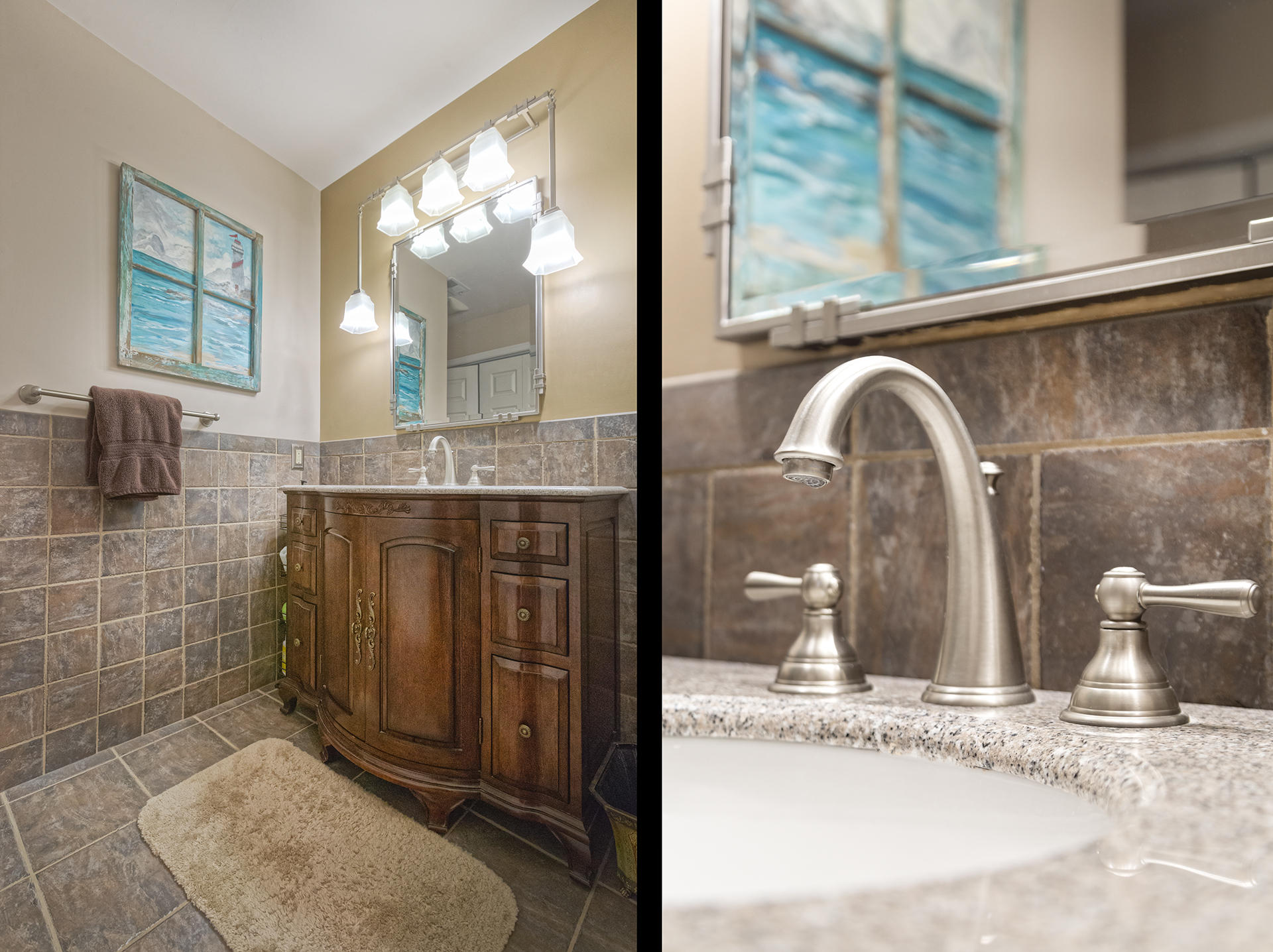 5233 Falcon Ridge Road Roanoke, VA 24018 - Photo 28 of 50 a bathroom with a granite countertop sink a mirror and shower